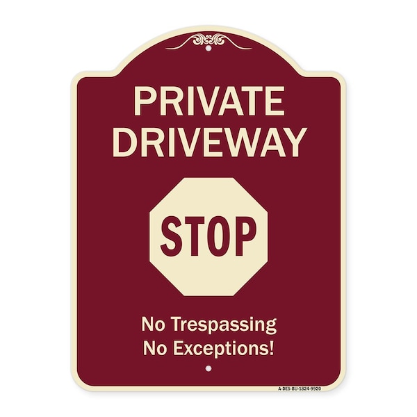 Designer Series-Private Driveway Stop Burgungy Heavy-Gauge Aluminum, 24" H, BU-1824-9920